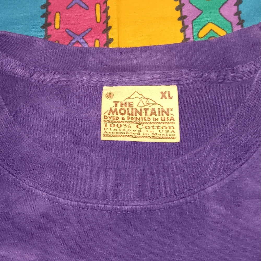 1999 The Mountain Rabbits & Flowers Tie Dye Shirt Vintage 90s Wildlife Tee Bunny - Picture 4 of 6